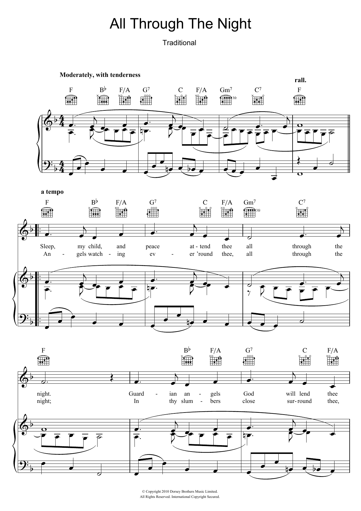 Traditional All Through The Night sheet music notes and chords arranged for Banjo Chords/Lyrics