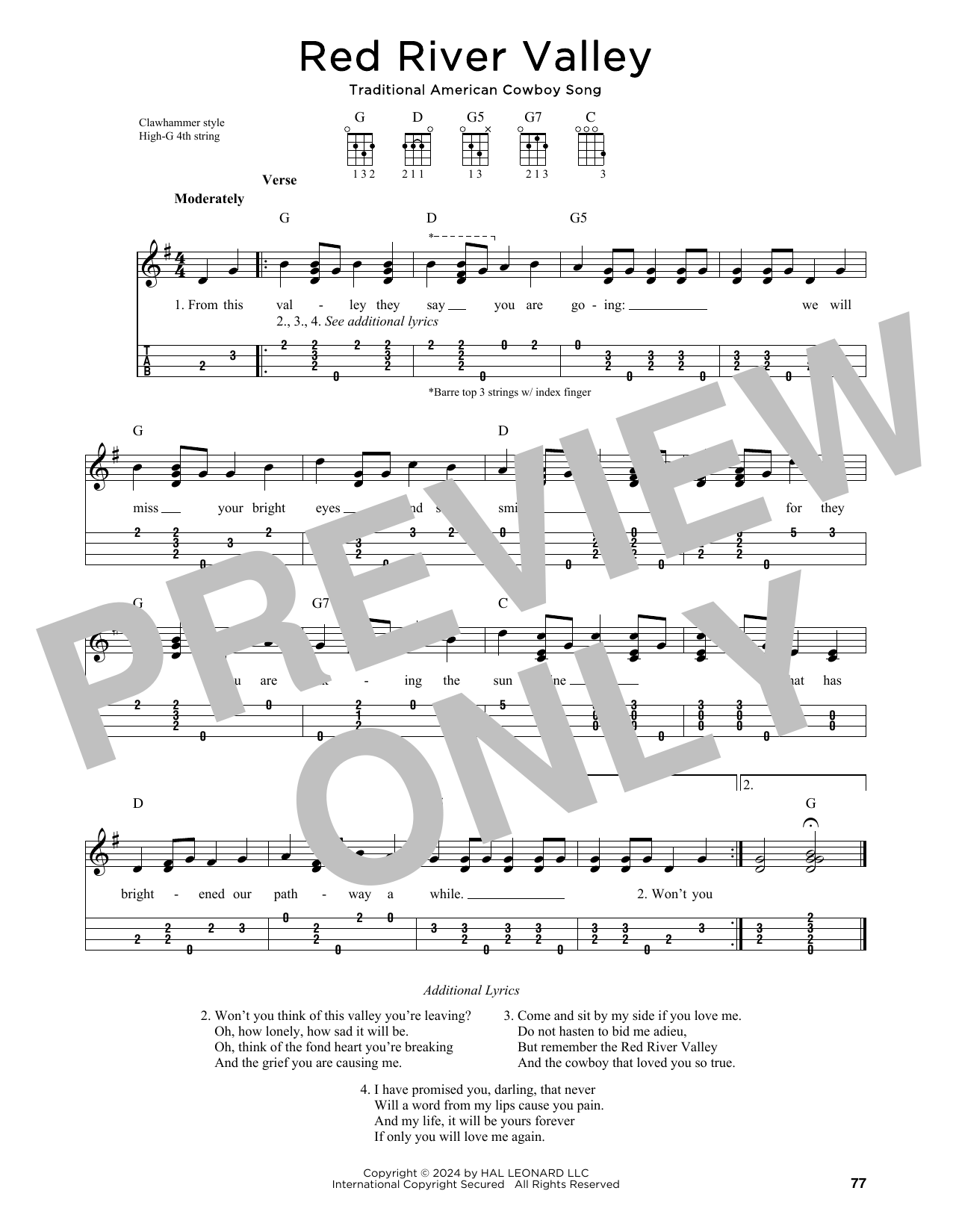 Traditional American Cowboy So The Red River Valley (arr. Jim Schustedt) sheet music notes and chords arranged for Ukulele