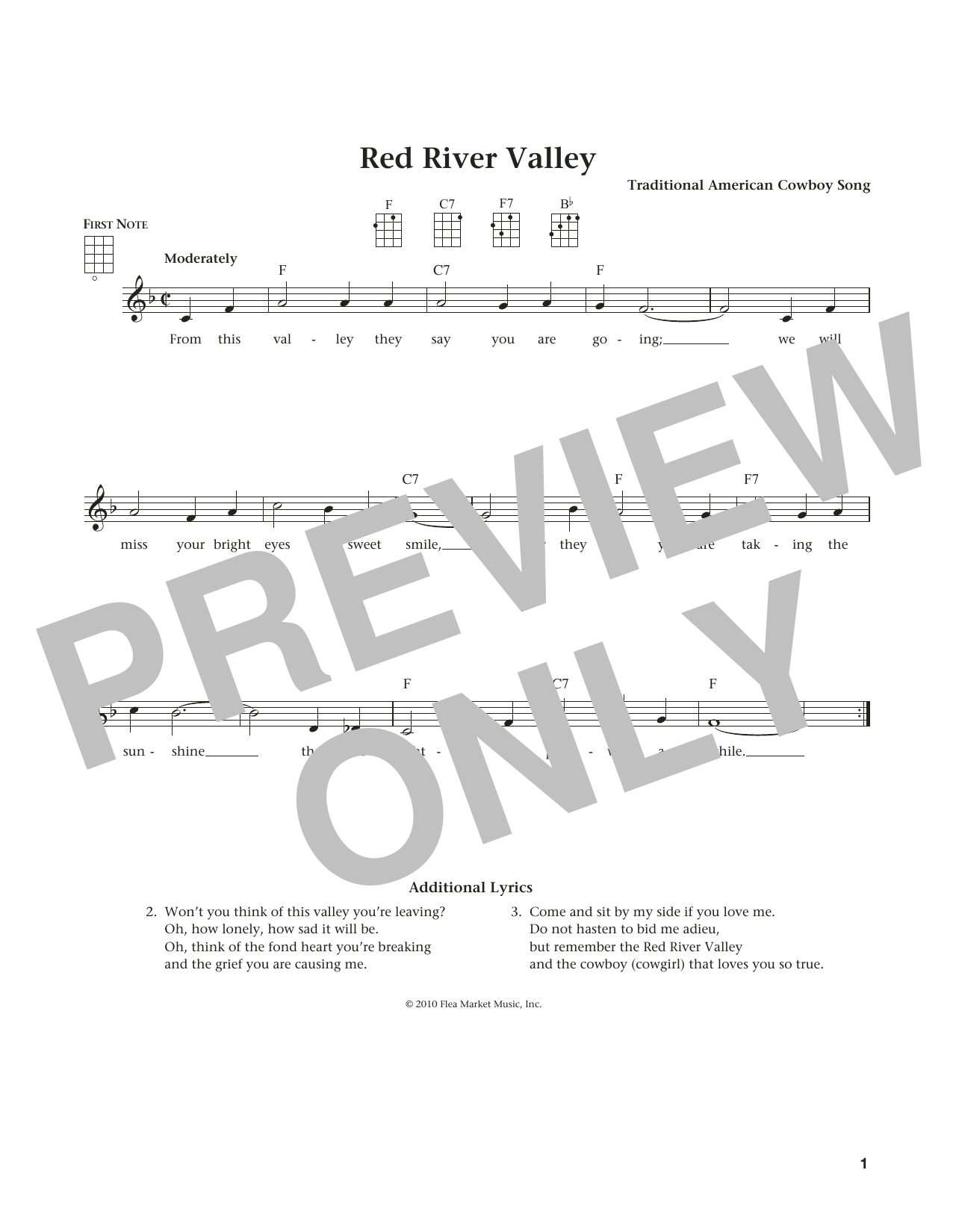 Traditional American Cowboy So The Red River Valley (from The Daily Ukulele) (arr. Liz and Jim Beloff) sheet music notes and chords arranged for Ukulele