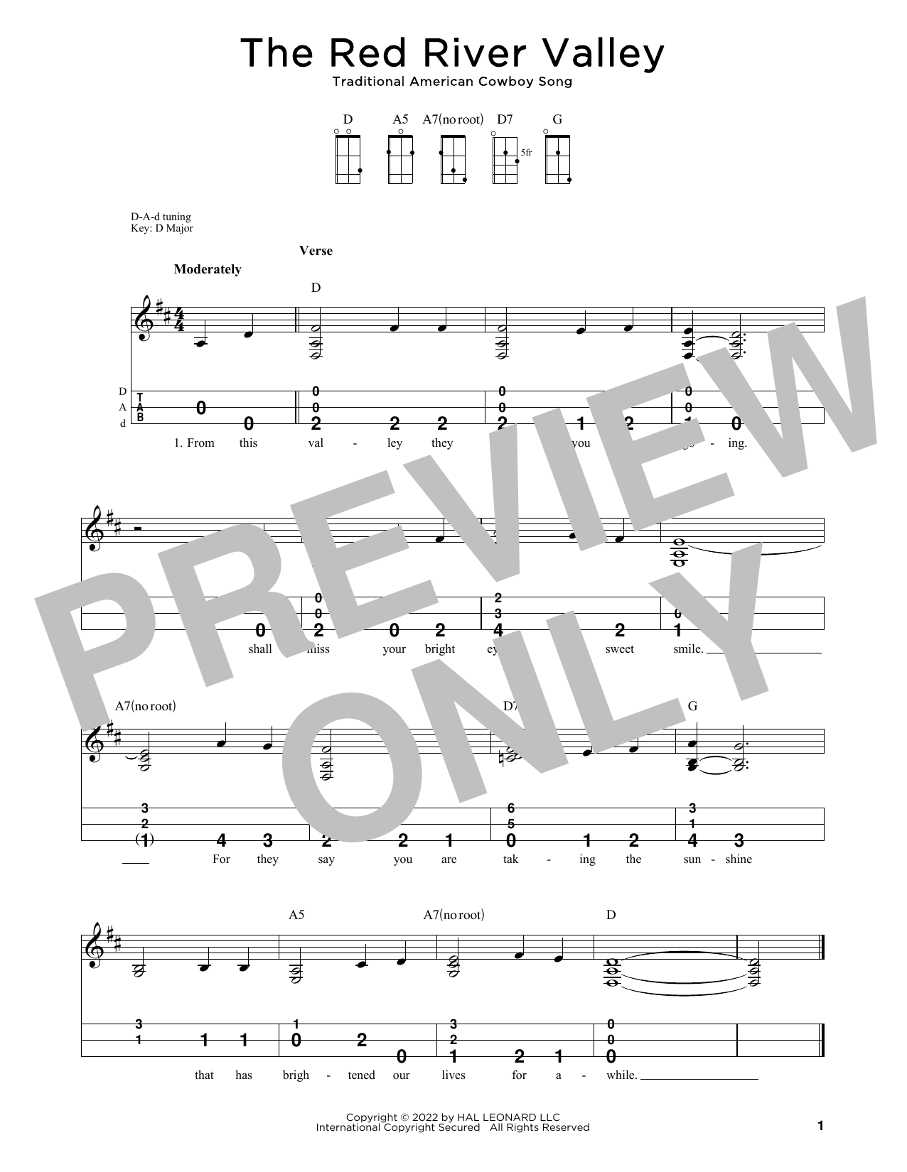 Traditional American Cowboy Song The Red River Valley (arr. Steven B. Eulberg) sheet music notes and chords arranged for Dulcimer