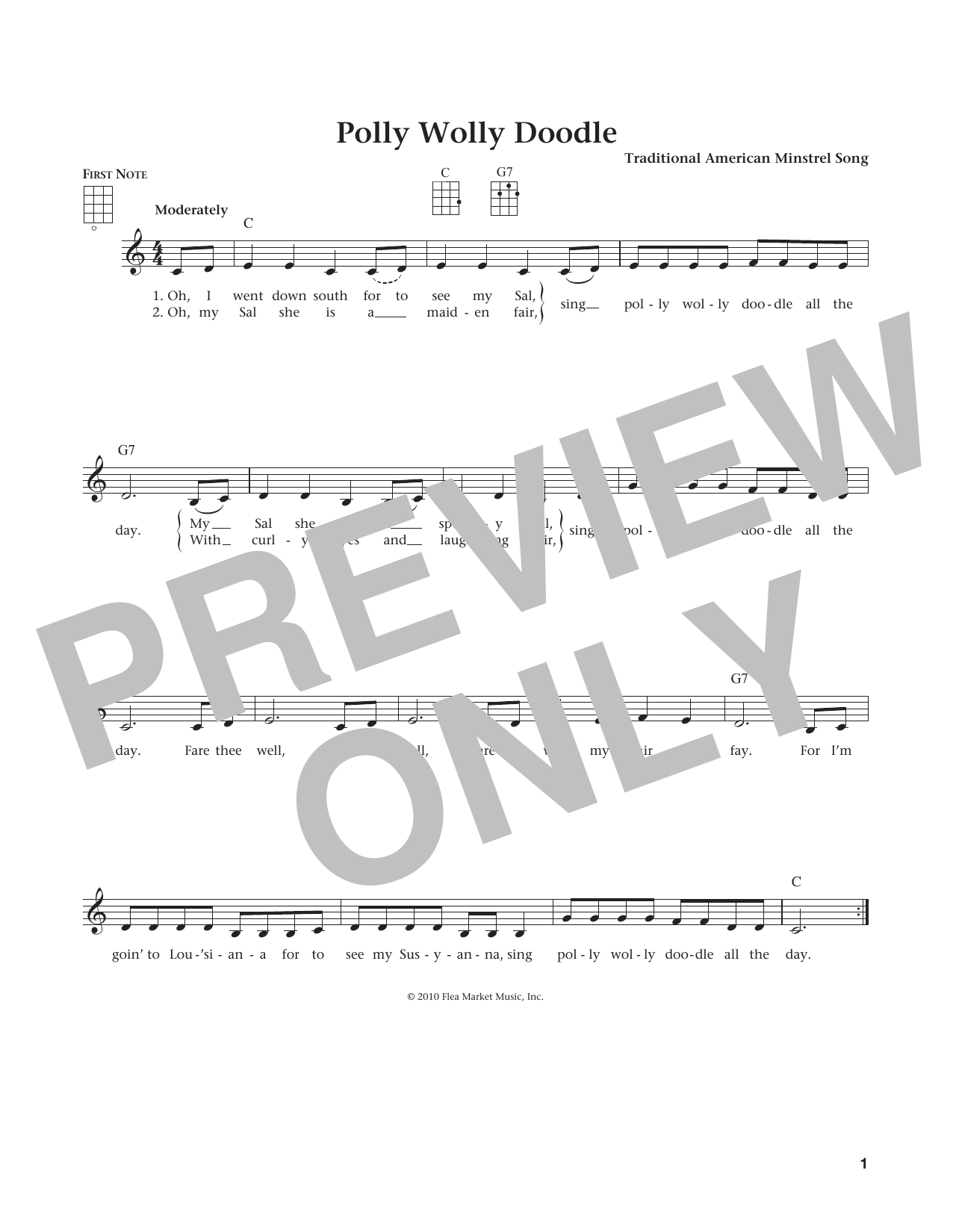 Traditional American Minstrel Polly Wolly Doodle (from The Daily Ukulele) (arr. Liz and Jim Beloff) sheet music notes and chords arranged for Ukulele