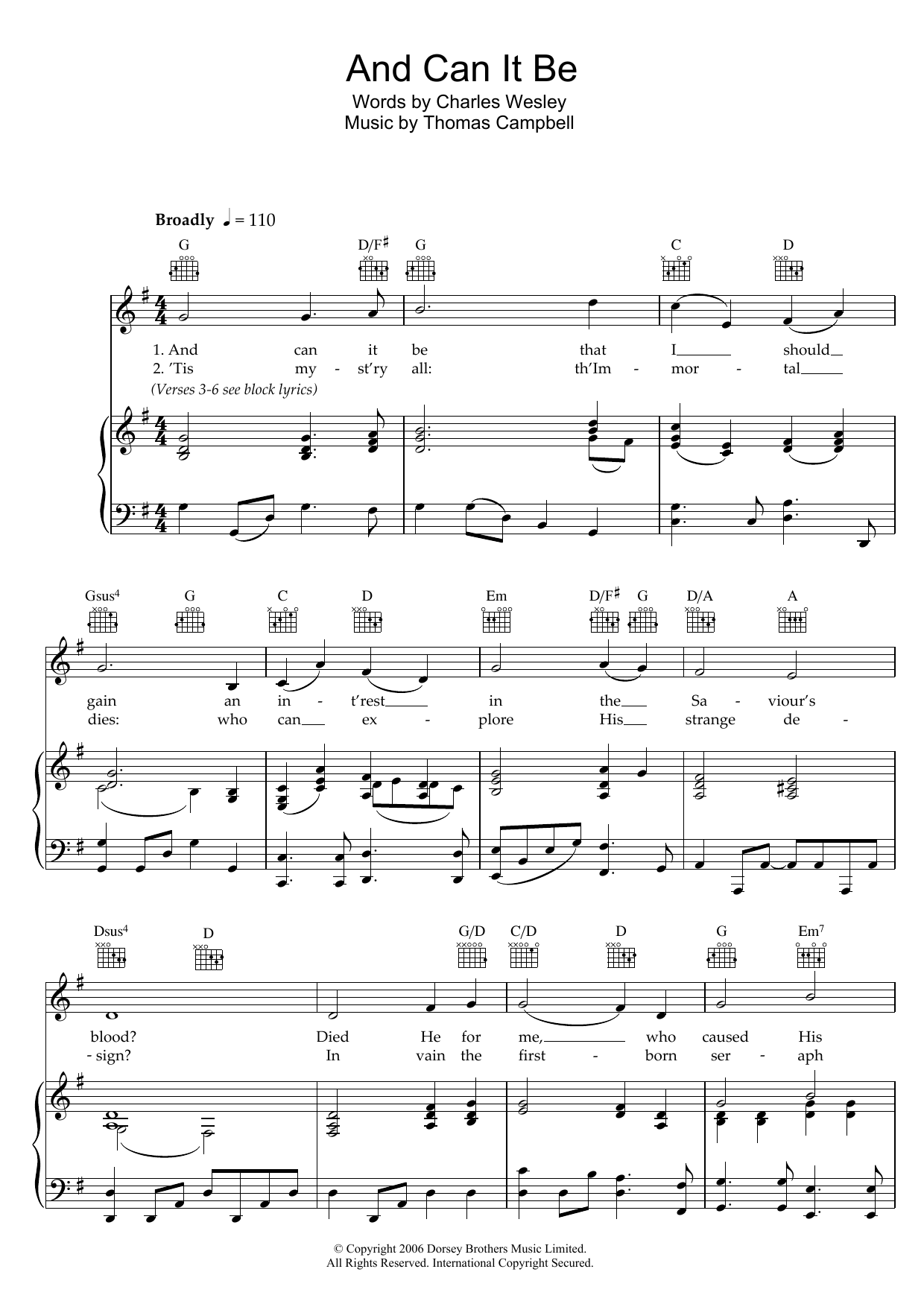 Traditional And Can It Be sheet music notes and chords arranged for Piano, Vocal & Guitar Chords