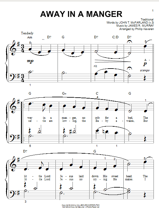 Traditional Away In A Manger (arr. Phillip Keveren) sheet music notes and chords arranged for Big Note Piano