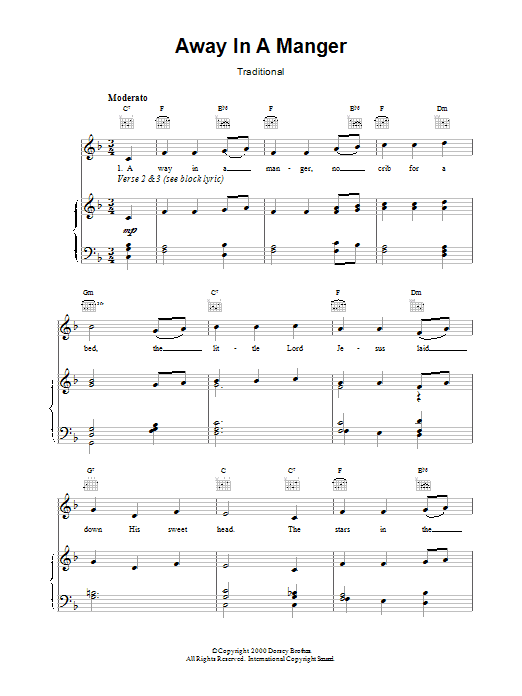 Traditional Away In A Manger sheet music notes and chords arranged for Easy Guitar