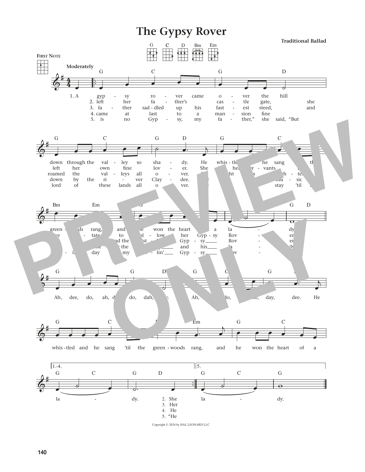 Traditional Ballad The Gypsy Rover (from The Daily Ukulele) (arr. Jim Beloff) sheet music notes and chords arranged for Ukulele