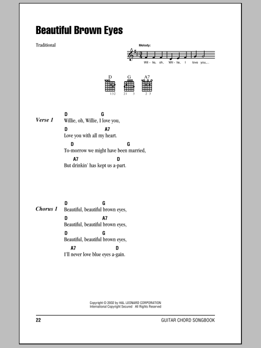 Traditional Beautiful Brown Eyes sheet music notes and chords arranged for Banjo Tab