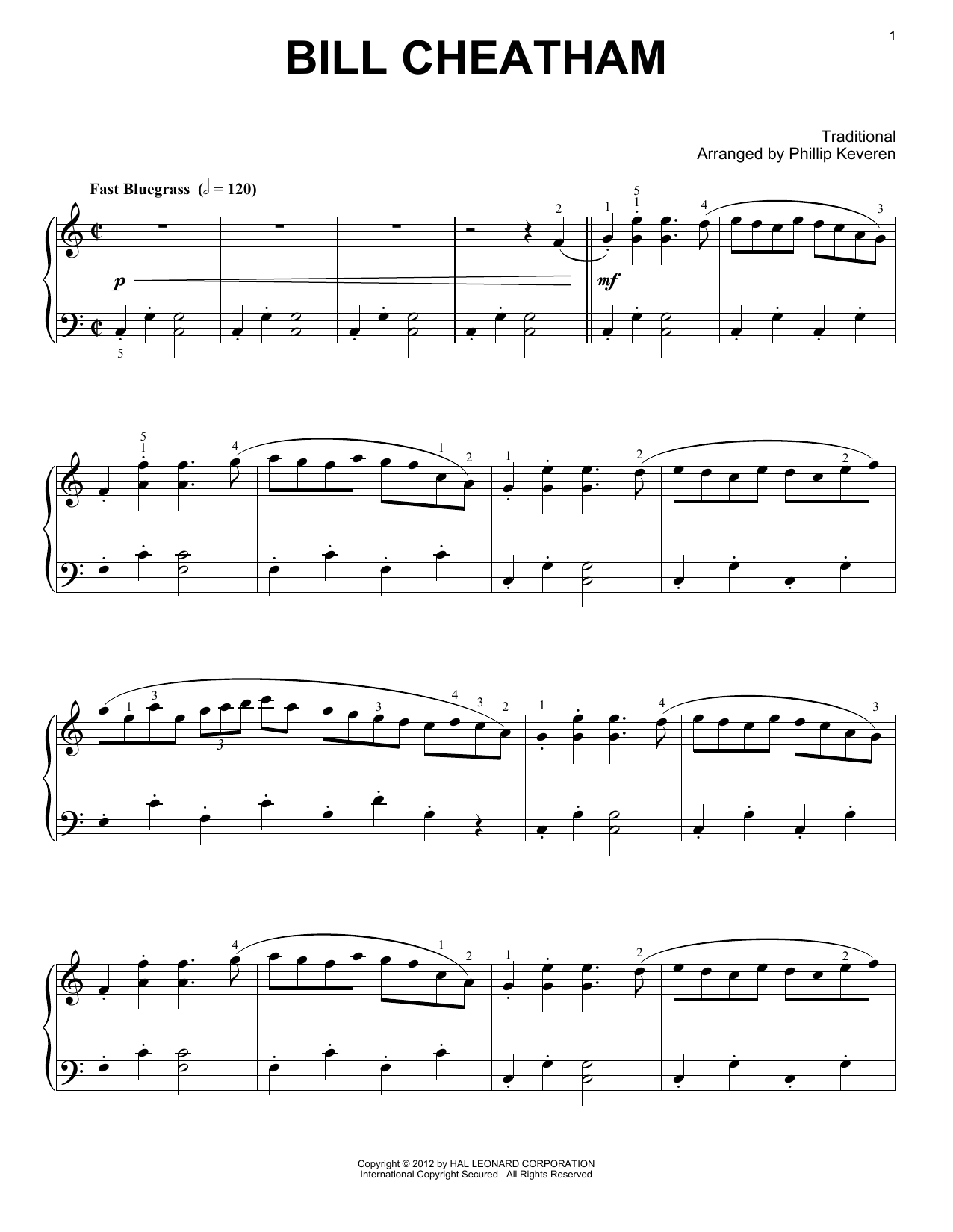 Traditional Bill Cheatham (arr. Phillip Keveren) sheet music notes and chords arranged for Piano Solo