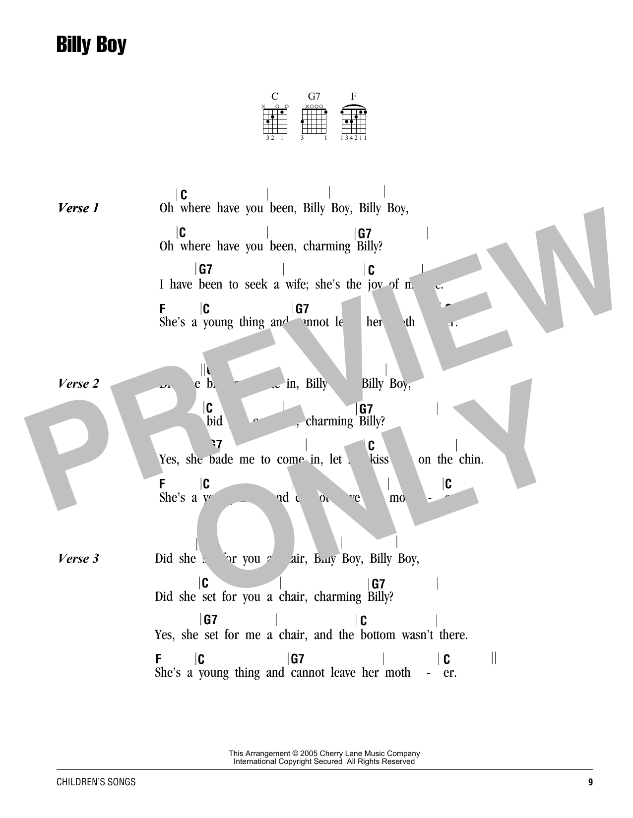 Traditional Billy Boy sheet music notes and chords arranged for Piano Transcription