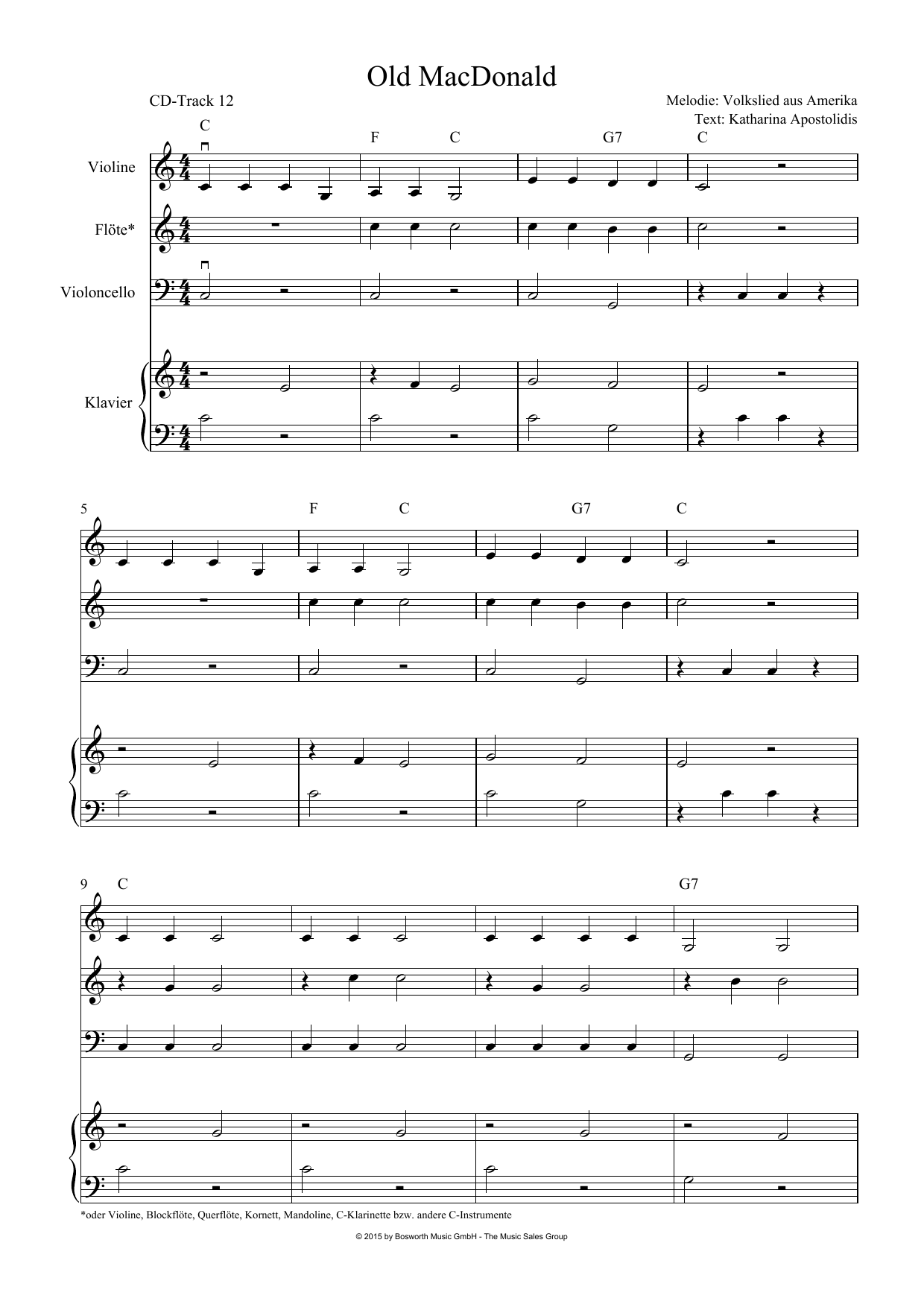 Traditional Buntes Liederwunderland sheet music notes and chords arranged for Performance Ensemble