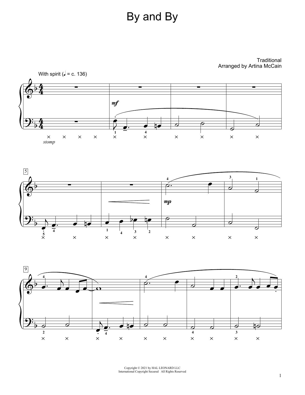 Traditional By And By (arr. Artina McCain) sheet music notes and chords arranged for Educational Piano