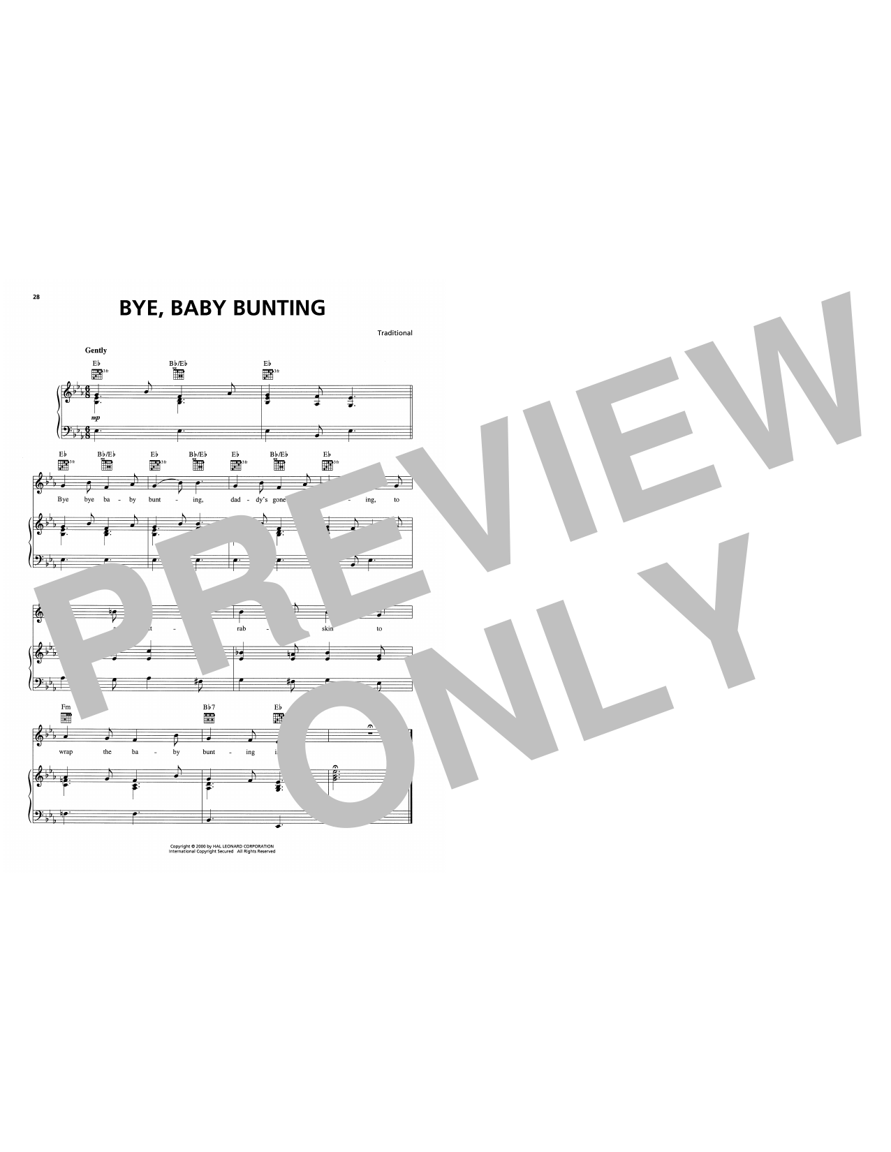 Traditional Bye, Baby Bunting sheet music notes and chords arranged for Piano, Vocal & Guitar Chords (Right-Hand Melody)