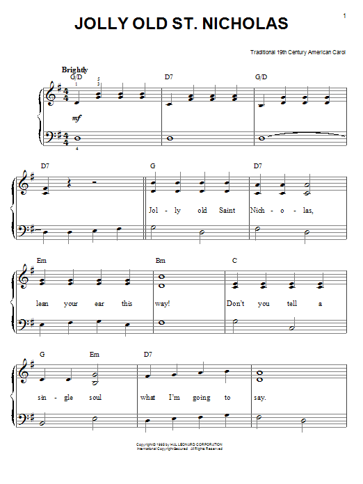 Traditional Carol A Jolly Merry Christmas sheet music notes and chords arranged for Easy Piano