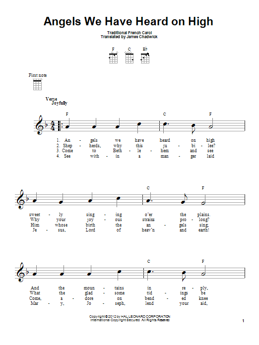 Traditional Carol Angels We Have Heard On High sheet music notes and chords arranged for Easy Piano