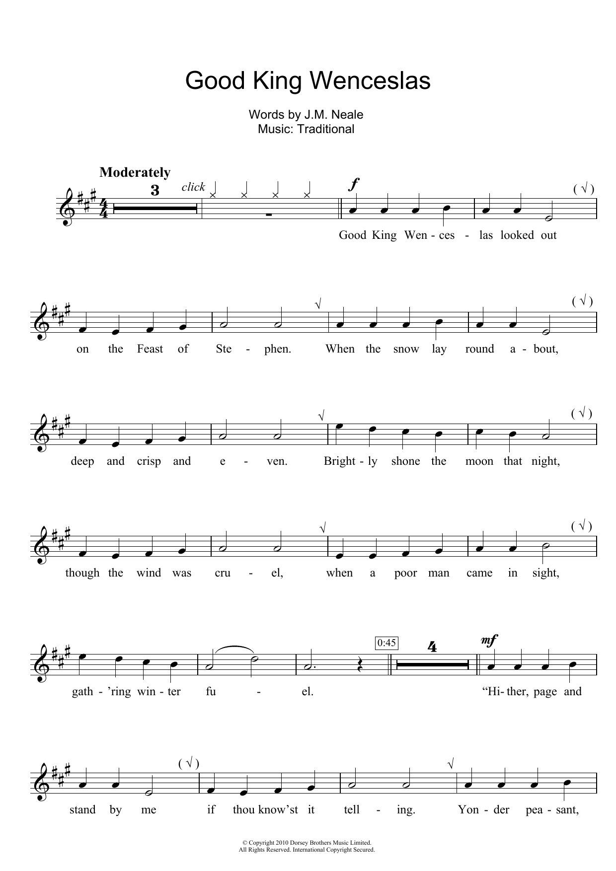 Traditional Carol Good King Wenceslas sheet music notes and chords arranged for Piano Chords/Lyrics