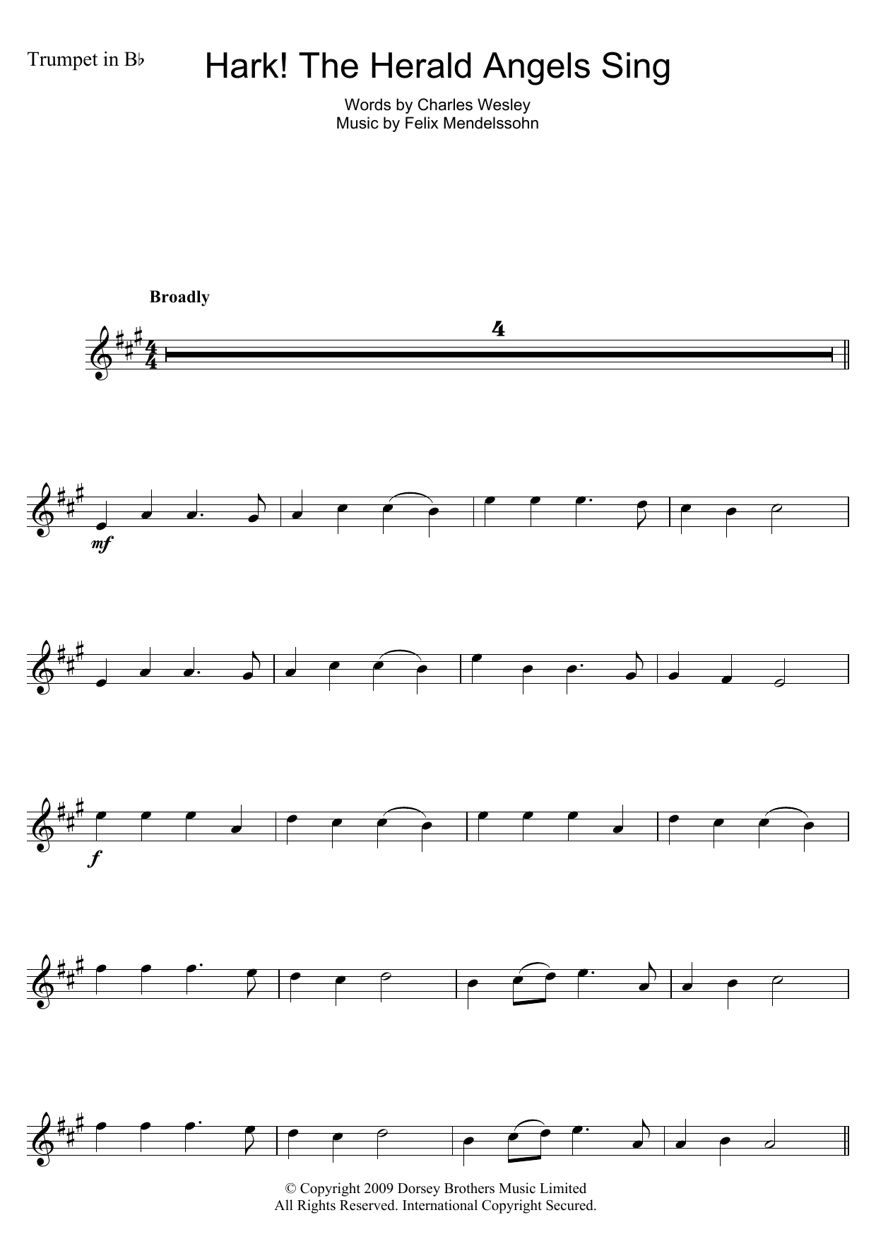 Traditional Carol Hark! The Herald Angels Sing sheet music notes and chords arranged for Violin Solo