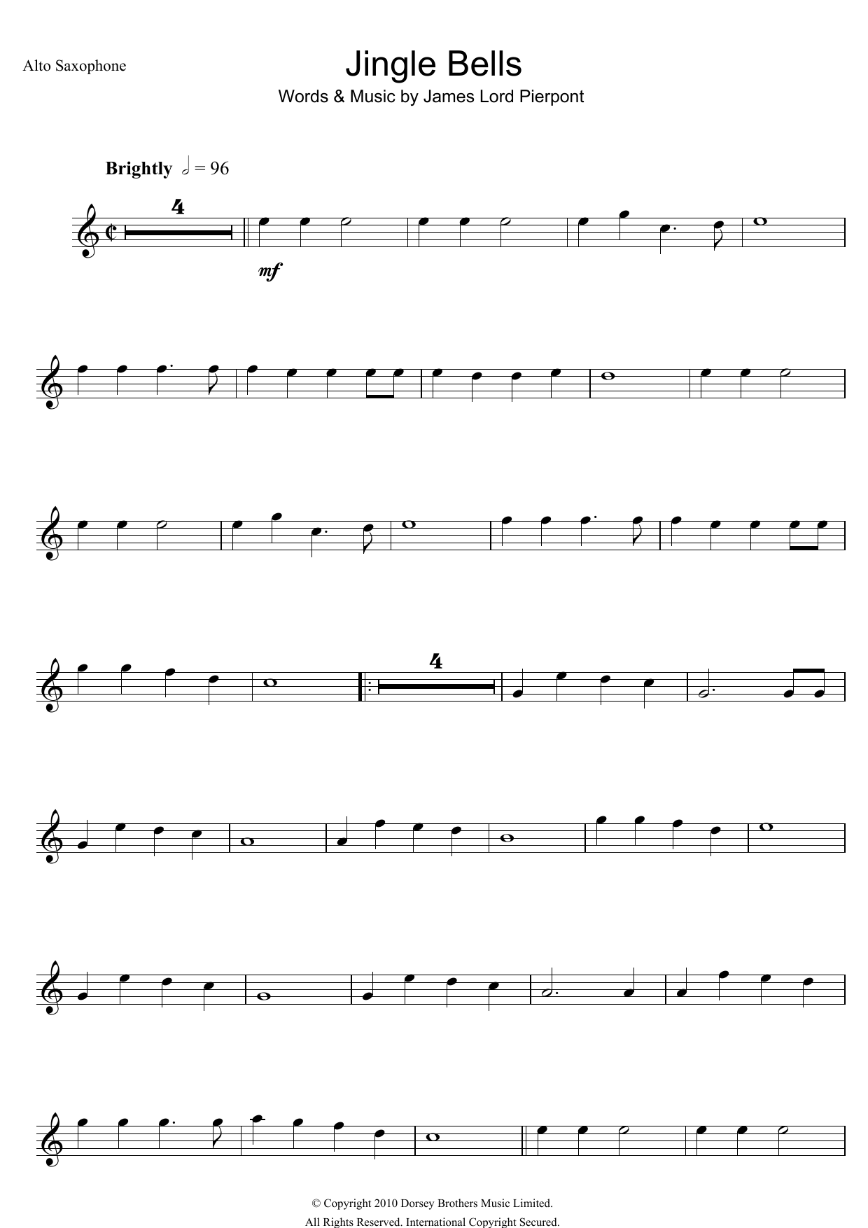 Traditional Carol Jingle Bells sheet music notes and chords arranged for Piano Chords/Lyrics
