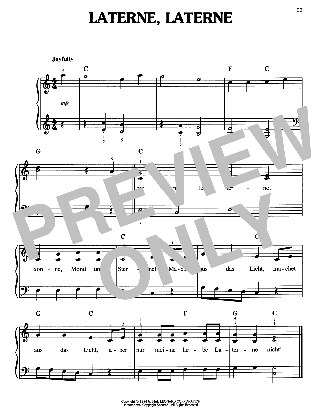 Traditional Carol Laterne, Laterne sheet music notes and chords arranged for Easy Piano