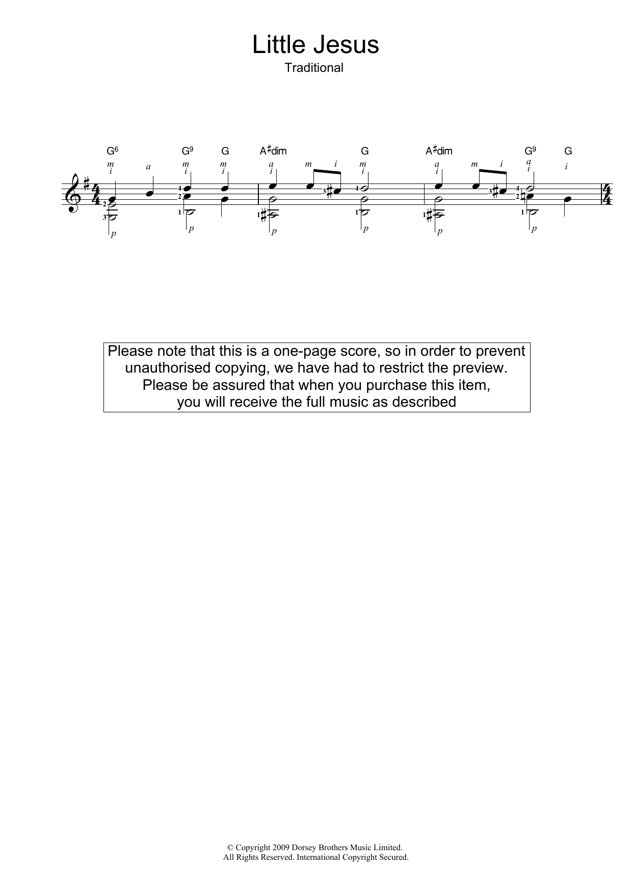 Traditional Carol Little Jesus (Rocking Carol) sheet music notes and chords arranged for Easy Guitar