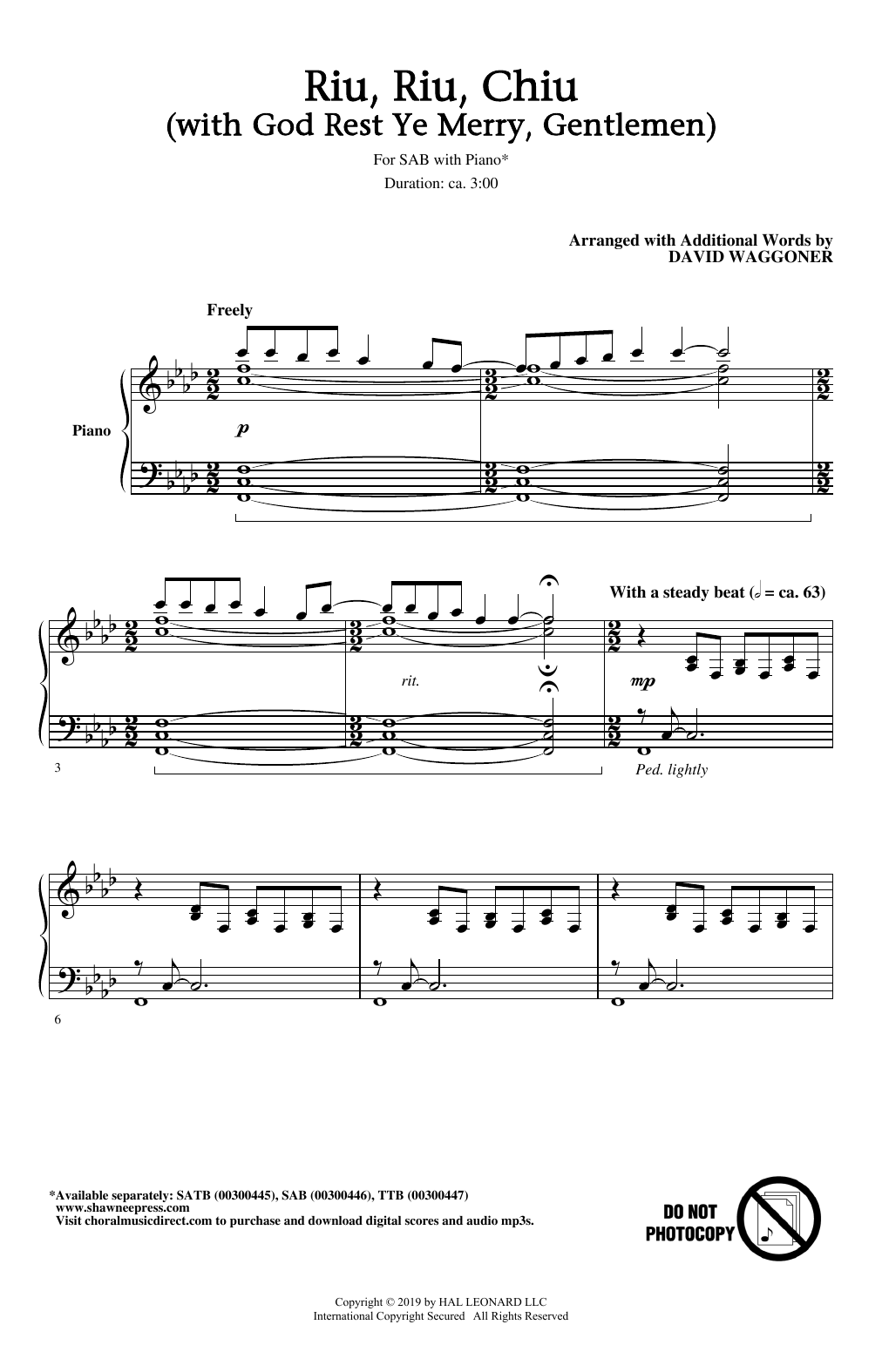 Traditional Carol Riu, Riu, Chiu (with God Rest Ye Merry, Gentlemen) (arr. David Waggoner) sheet music notes and chords arranged for SATB Choir