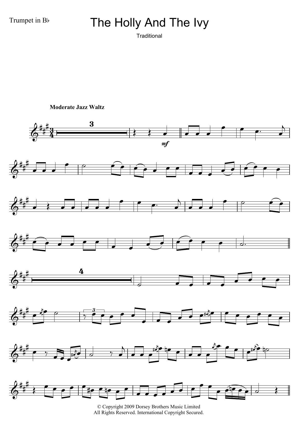 Traditional Carol The Holly And The Ivy sheet music notes and chords arranged for Tenor Sax Solo