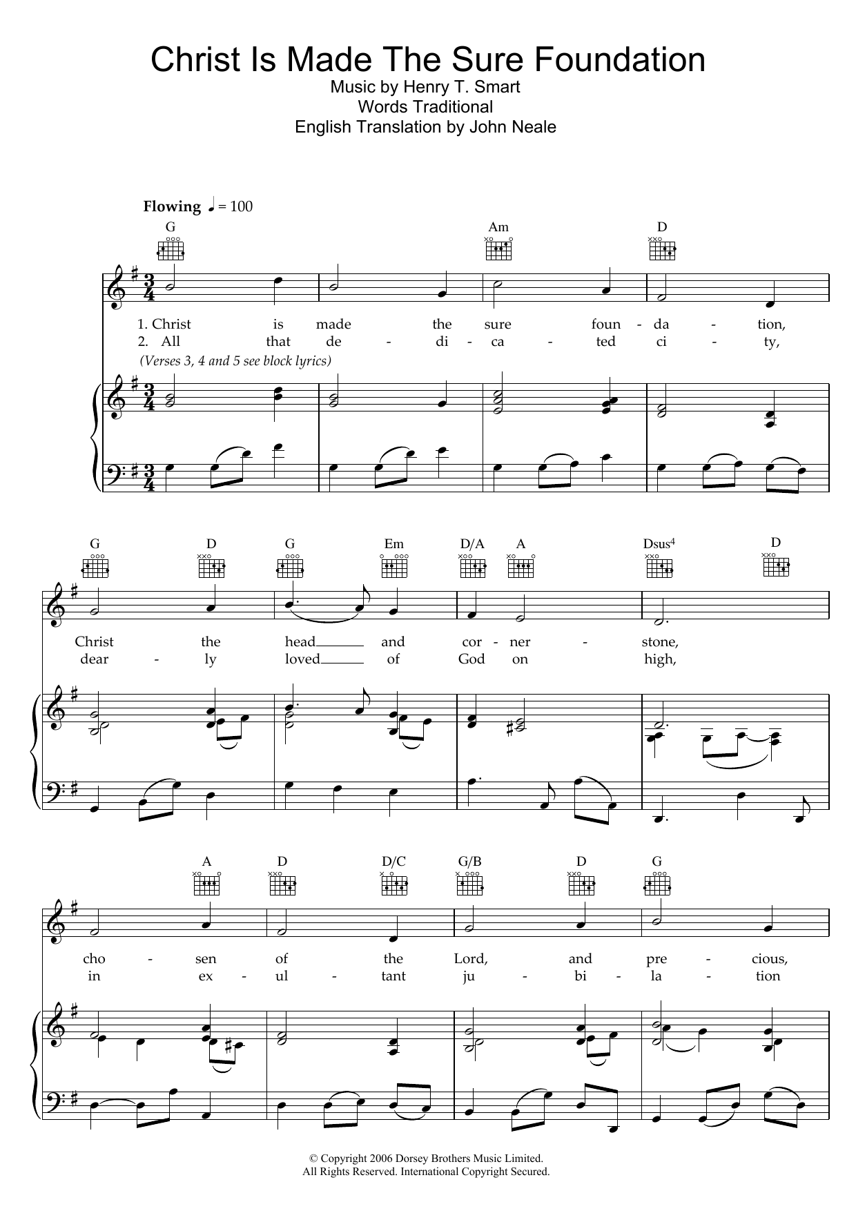 Traditional Christ Is Made The Sure Foundation sheet music notes and chords arranged for Piano, Vocal & Guitar Chords