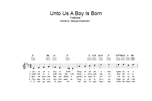 Christmas Carol Unto Us A Boy Is Born sheet music notes and chords arranged for Lead Sheet / Fake Book