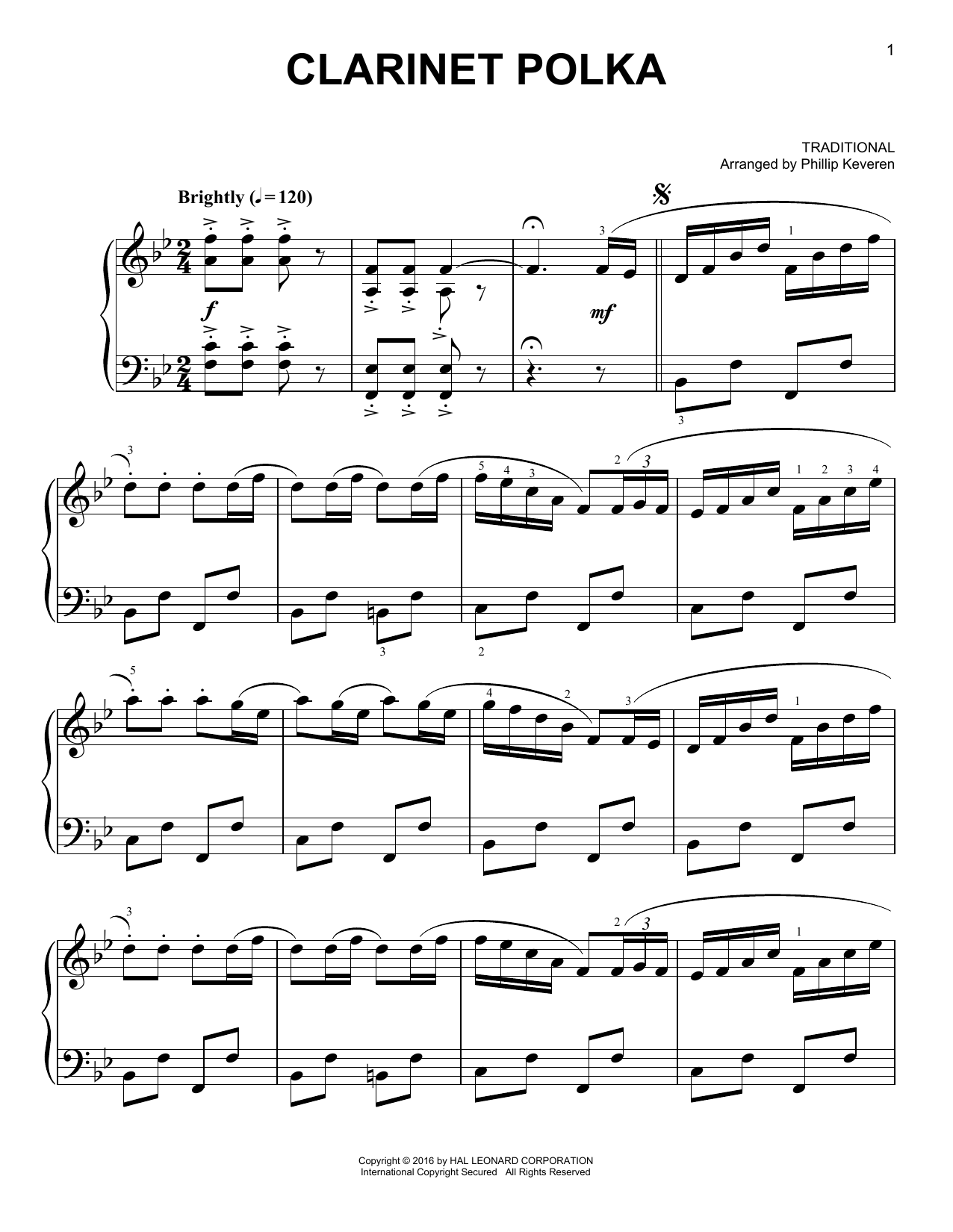 Traditional Clarinet Polka [Classical version] (arr. Phillip Keveren) sheet music notes and chords arranged for Easy Piano