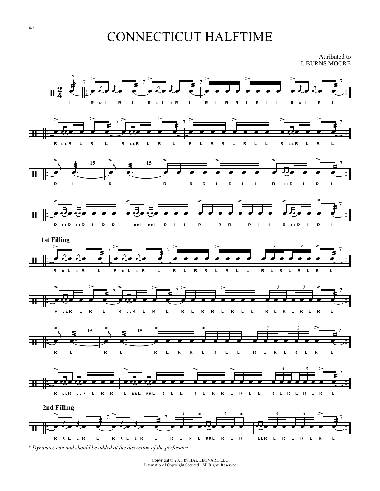 Traditional Connecticut Halftime sheet music notes and chords arranged for Snare Drum Solo