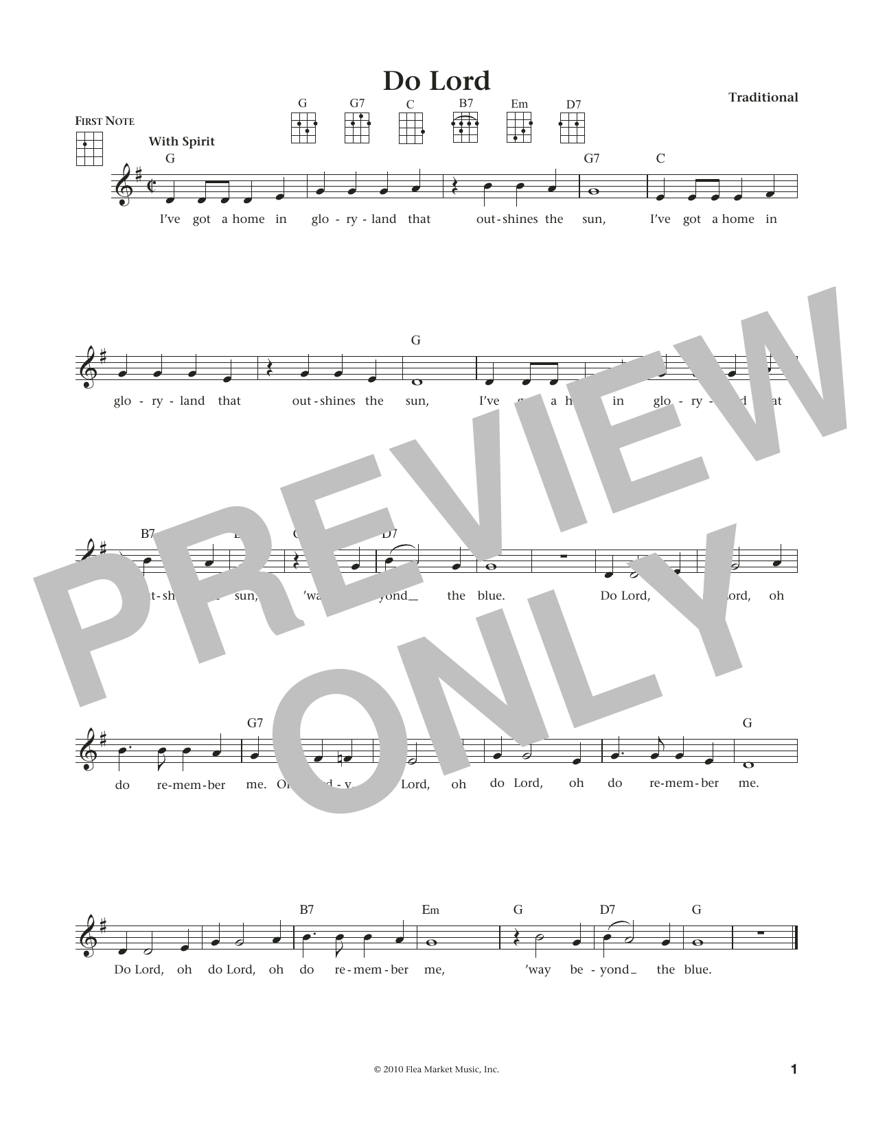 Traditional Do Lord (from The Daily Ukulele) (arr. Liz and Jim Beloff) sheet music notes and chords arranged for Ukulele