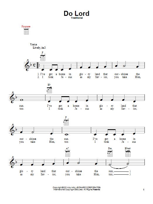 Traditional Do Lord sheet music notes and chords arranged for Easy Guitar