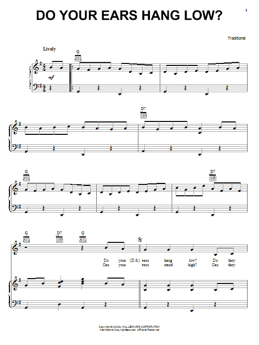 Traditional Do Your Ears Hang Low? sheet music notes and chords arranged for Guitar Chords/Lyrics
