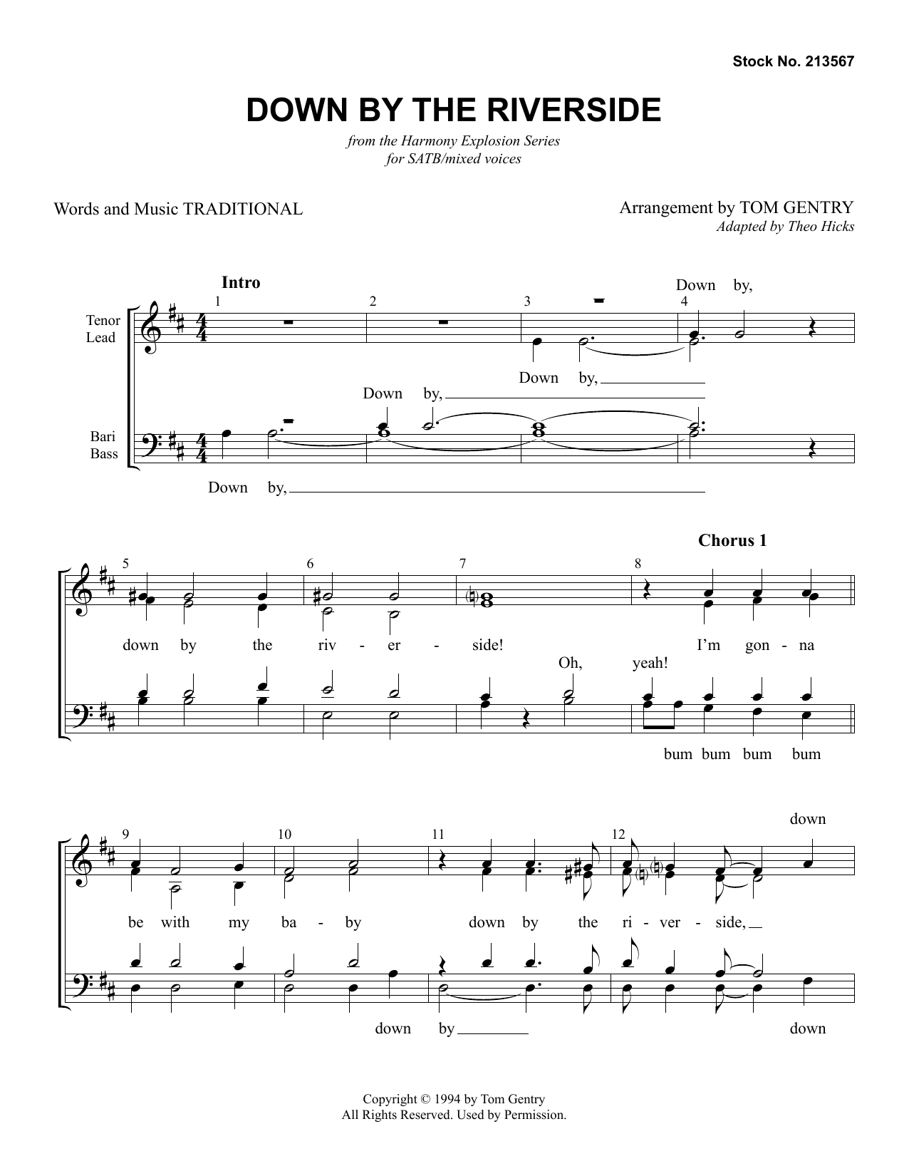 Traditional Down By The Riverside (arr. Tom Gentry) sheet music notes and chords arranged for SSAA Choir