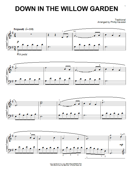 Traditional Down In The Willow Garden (arr. Phillip Keveren) sheet music notes and chords arranged for Piano Solo