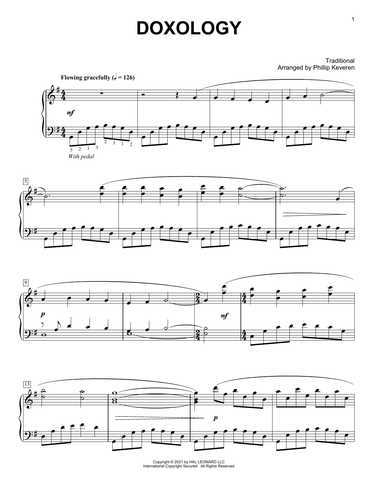 Traditional Doxology (arr. Phillip Keveren) sheet music notes and chords arranged for Piano Solo