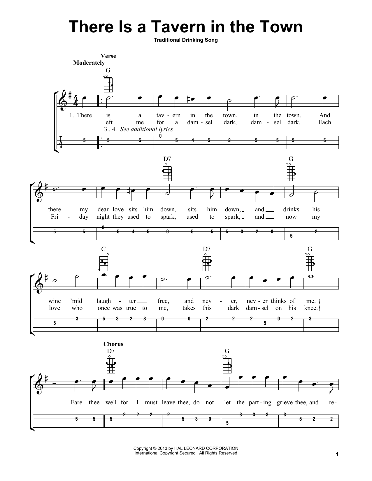 Traditional Drinking Song There Is A Tavern In The Town (arr. Bobby Westfall) sheet music notes and chords arranged for Mandolin