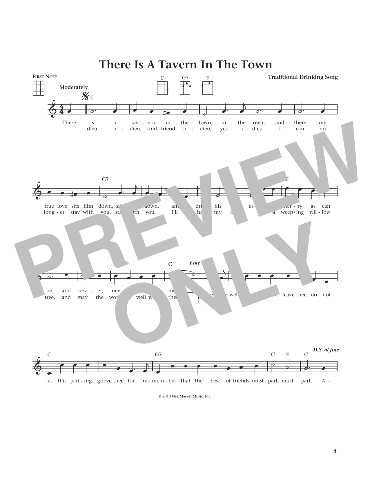 Traditional Drinking Song There Is A Tavern In The Town (from The Daily Ukulele) (arr. Liz and Jim Beloff) sheet music notes and chords arranged for Ukulele