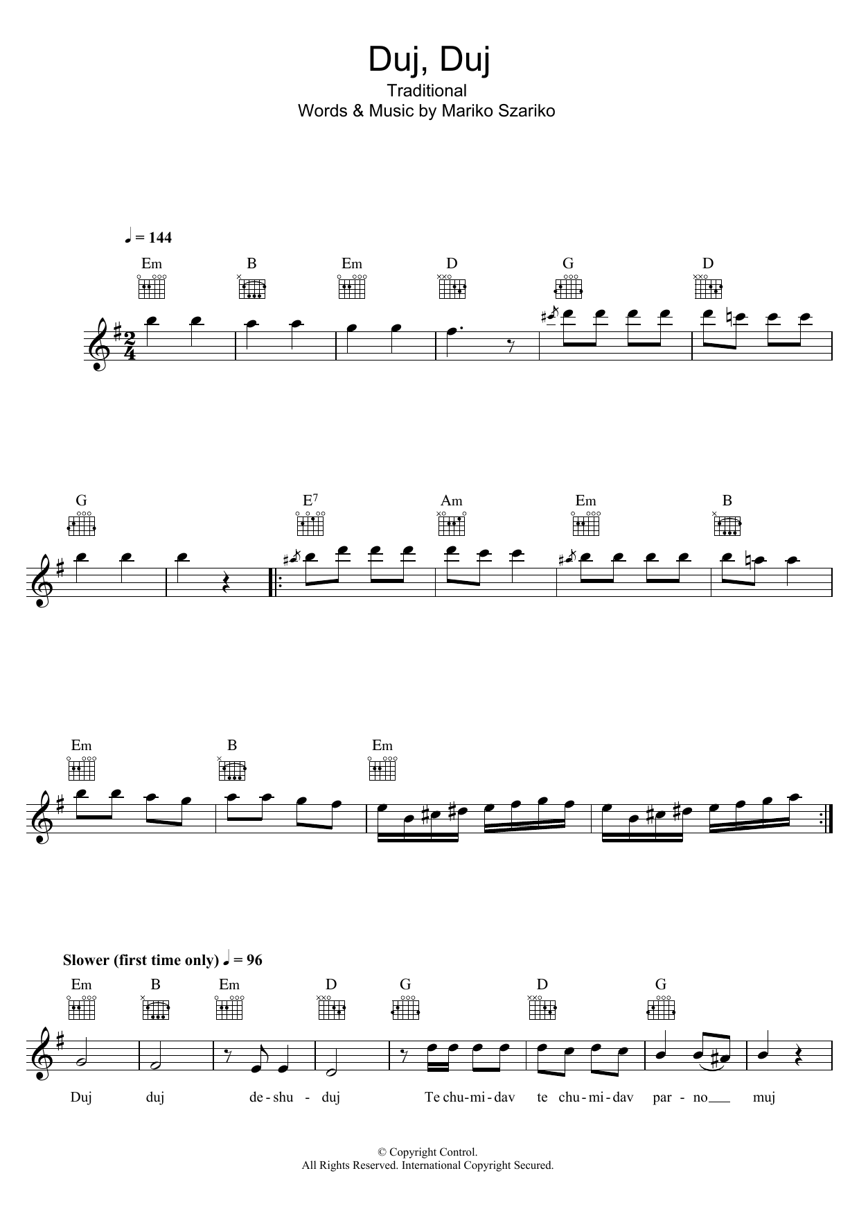 Traditional Duj, Duj (Szariko Mariko) sheet music notes and chords arranged for Lead Sheet / Fake Book