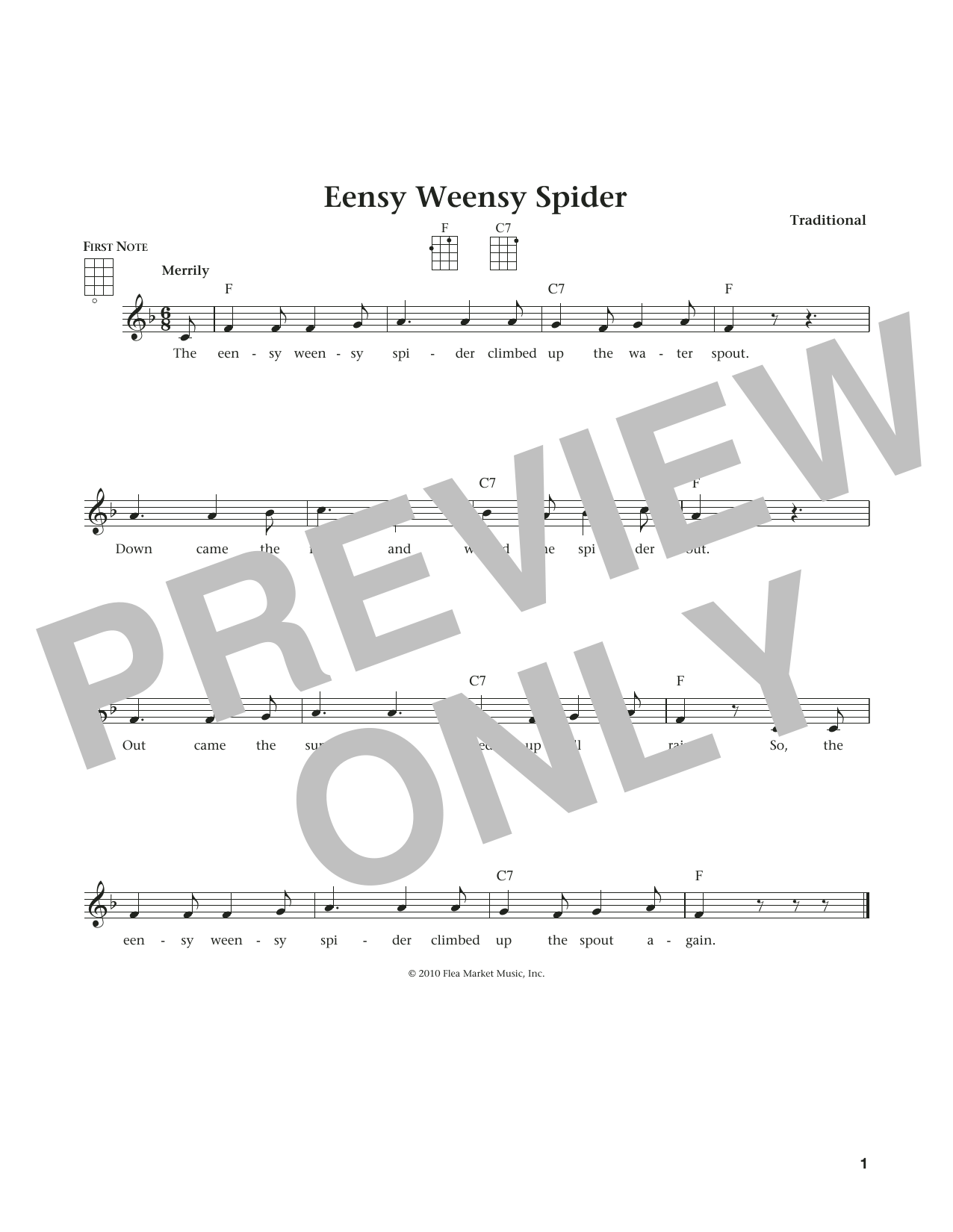 Traditional Eensy Weensy Spider (from The Daily Ukulele) (arr. Liz and Jim Beloff) sheet music notes and chords arranged for Ukulele