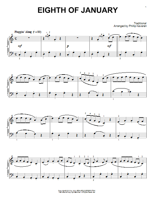 Traditional Eighth Of January (arr. Phillip Keveren) sheet music notes and chords arranged for Piano Solo