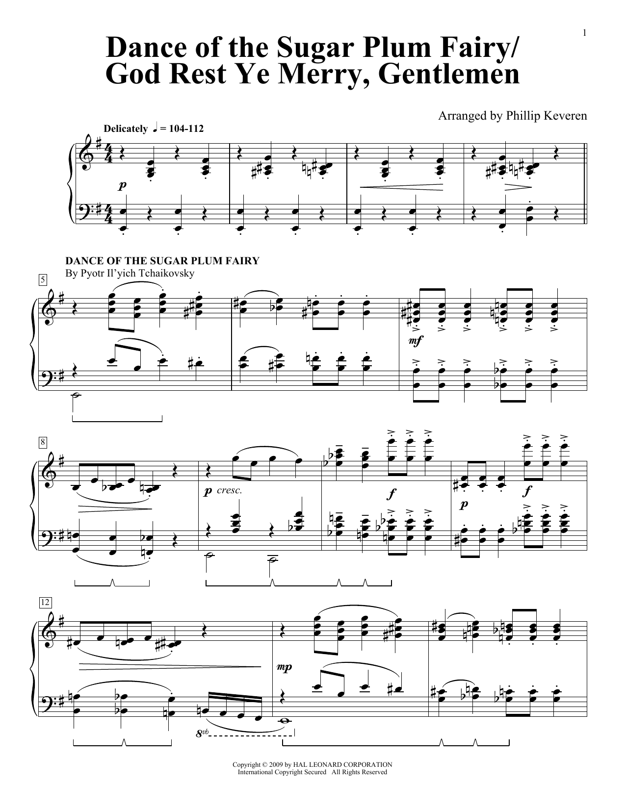 Traditional English Carol Dance Of The Sugar Plum Fairy/God Rest Ye Merry, Gentlemen (arr. Phillip Keveren) sheet music notes and chords arranged for Piano Solo