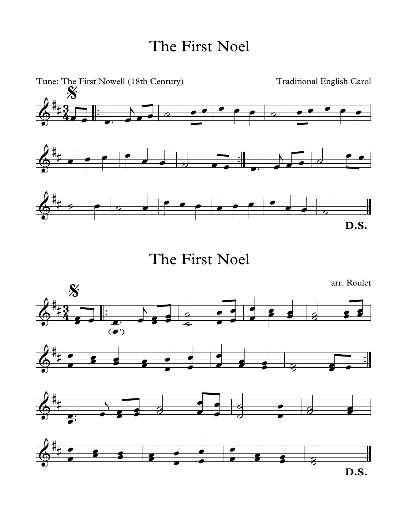 Traditional English Carol First Noel (arr. Patrick Roulet) sheet music notes and chords arranged for Marimba Solo