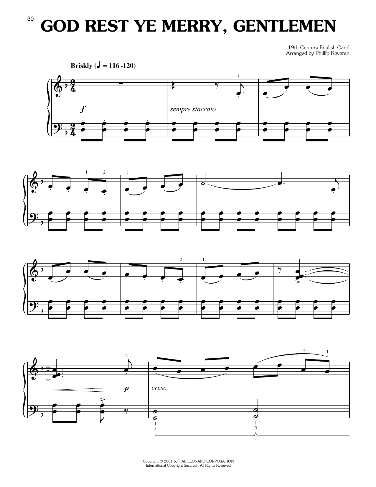 Traditional English Carol God Rest Ye Merry, Gentlemen (arr. Phillip Keveren) sheet music notes and chords arranged for Easy Piano