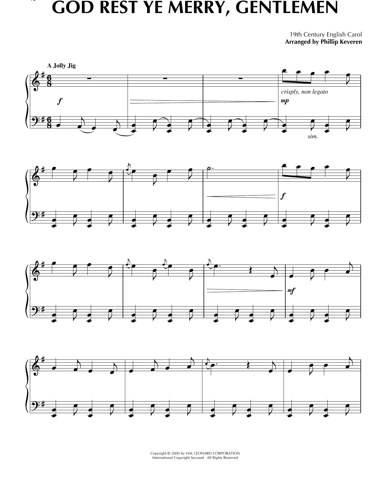 Traditional English Carol God Rest Ye Merry, Gentlemen [Celtic version] (arr. Phillip Keveren) sheet music notes and chords arranged for Piano Solo