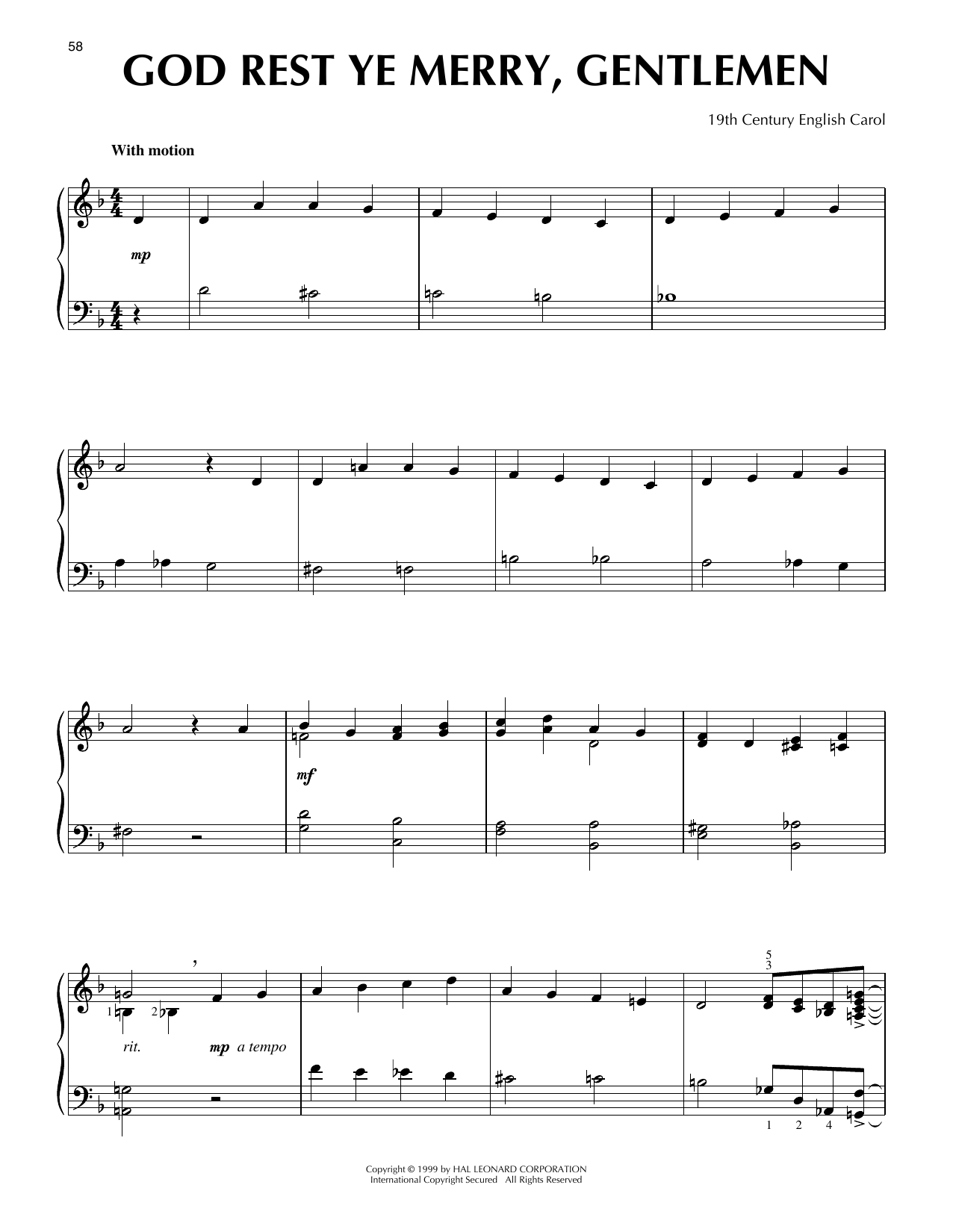 Traditional English Carol God Rest Ye Merry, Gentlemen [Jazz version] (arr. Frank Mantooth) sheet music notes and chords arranged for Piano Solo