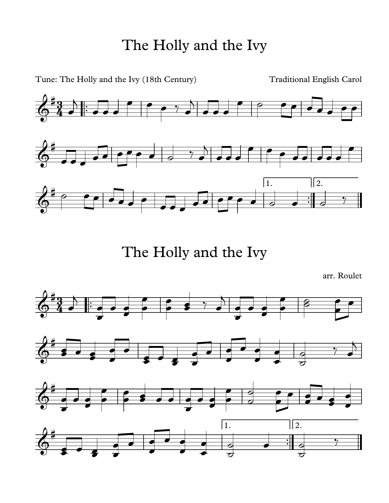 Traditional English Carol The Holly And The Ivy (arr. Patrick Roulet) sheet music notes and chords arranged for Marimba Solo