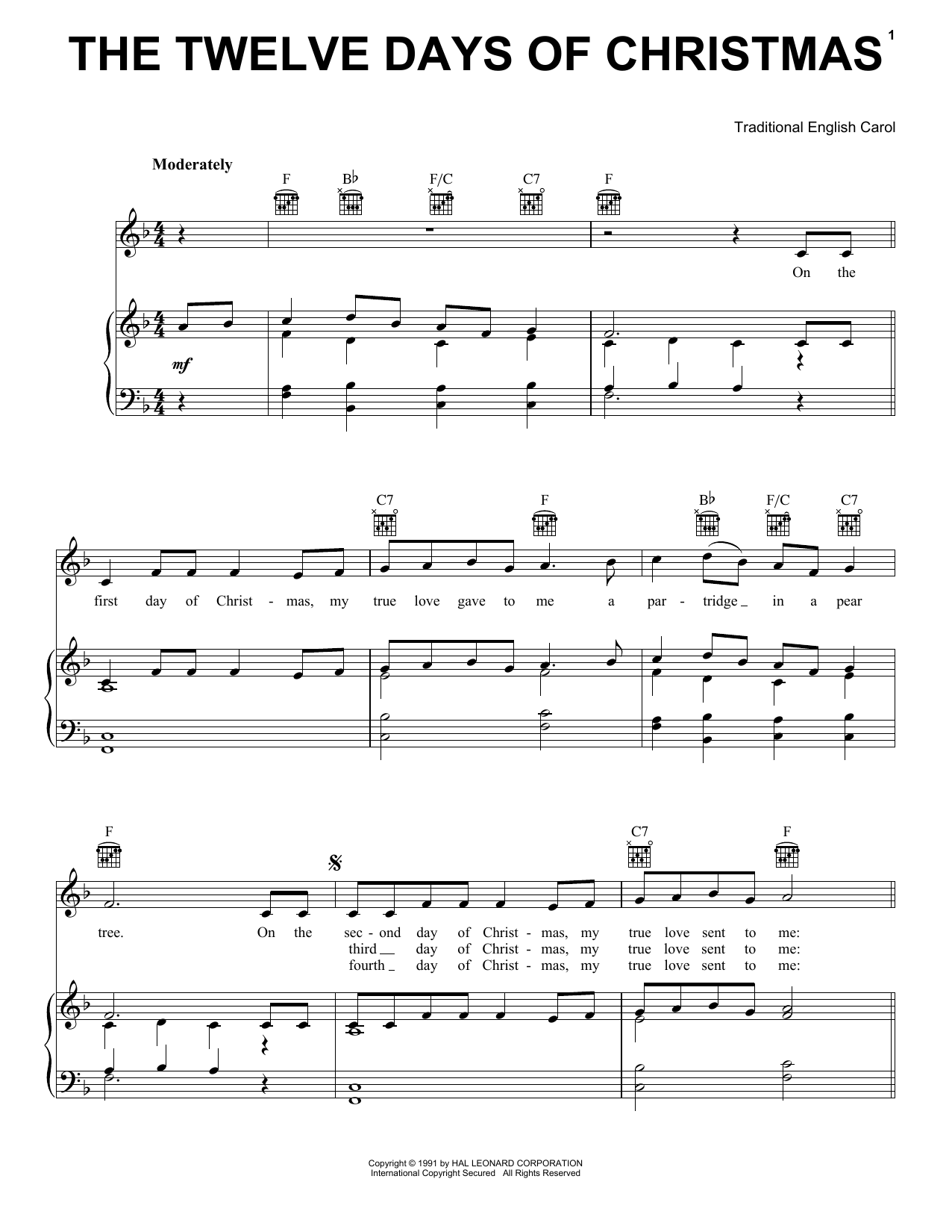 Traditional English Carol The Twelve Days Of Christmas sheet music notes and chords arranged for Violin Solo