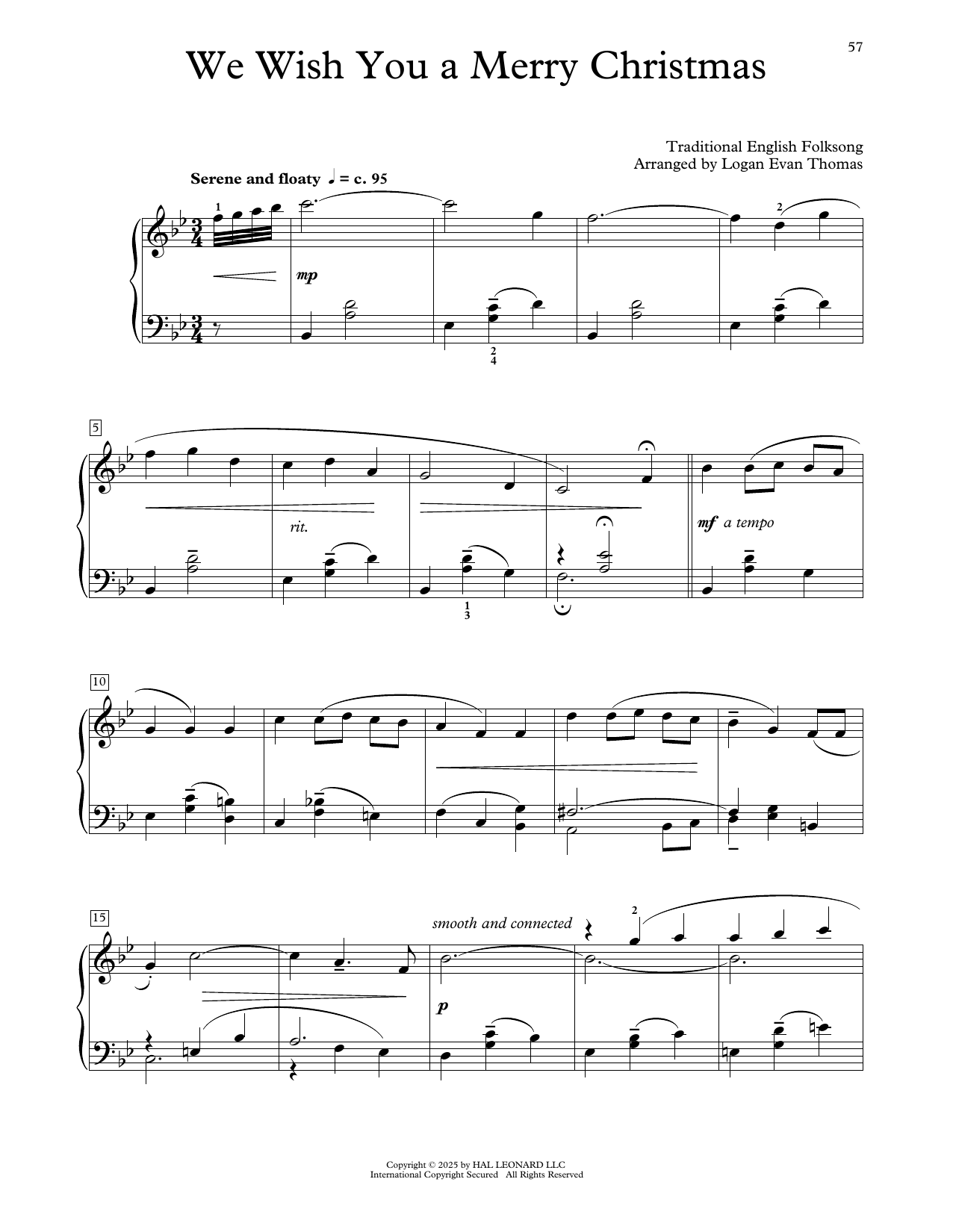 Traditional English Folksong We Wish You A Merry Christmas (arr. Logan Evan Thomas) sheet music notes and chords arranged for Educational Piano