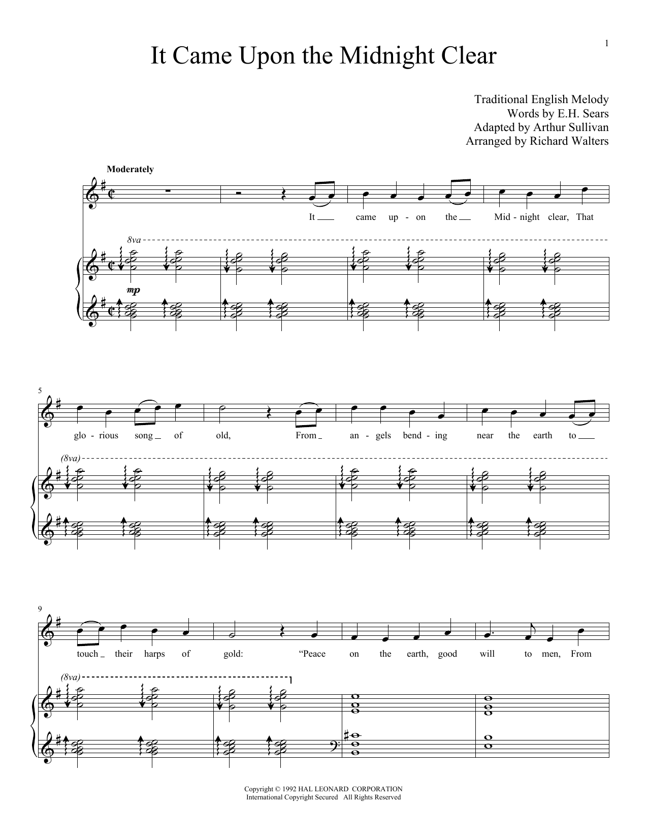 Traditional English Melody It Came Upon The Midnight Clear sheet music notes and chords arranged for Flute Solo