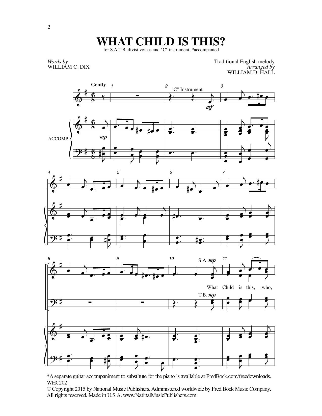Traditional English Melody What Child Is This (arr. William D. Hall) sheet music notes and chords arranged for SATB Choir