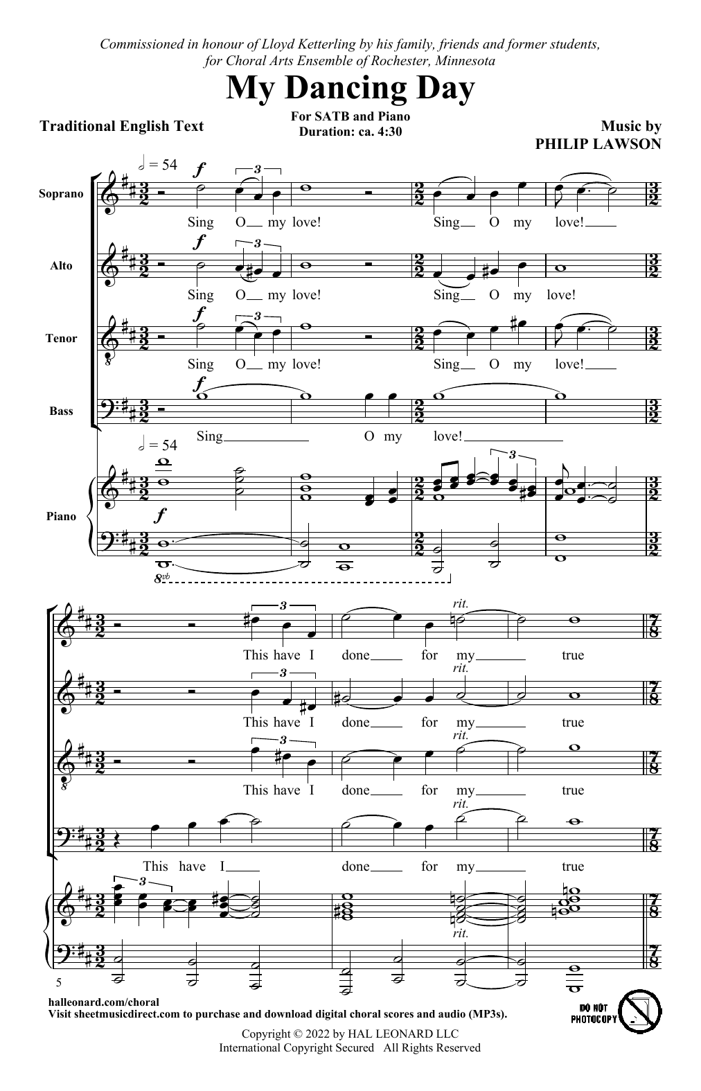 Traditional English My Dancing Day (arr. Philip Lawson) sheet music notes and chords arranged for SATB Choir